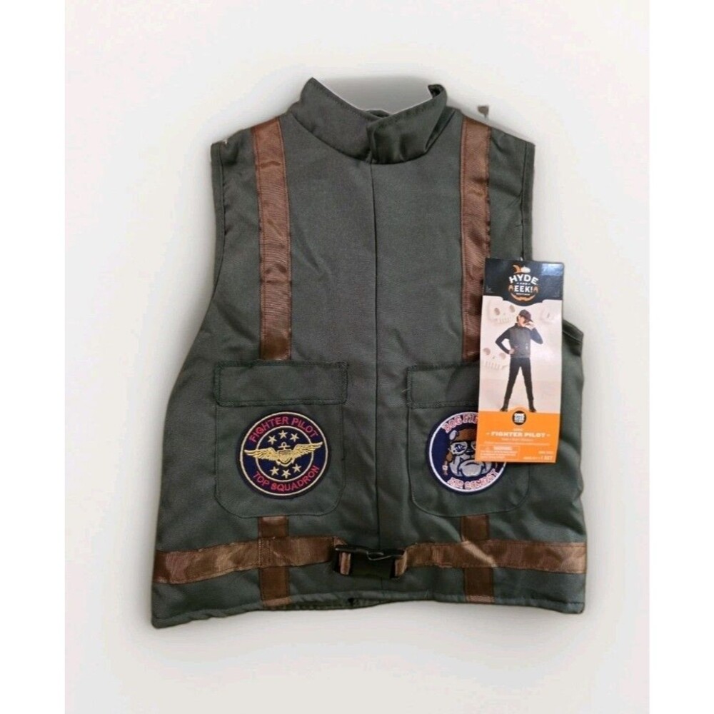 Hyde Eek Kids Fighter Pilot Costume Vest Hat Glasses One Size Age 8 10 12 14 NWT